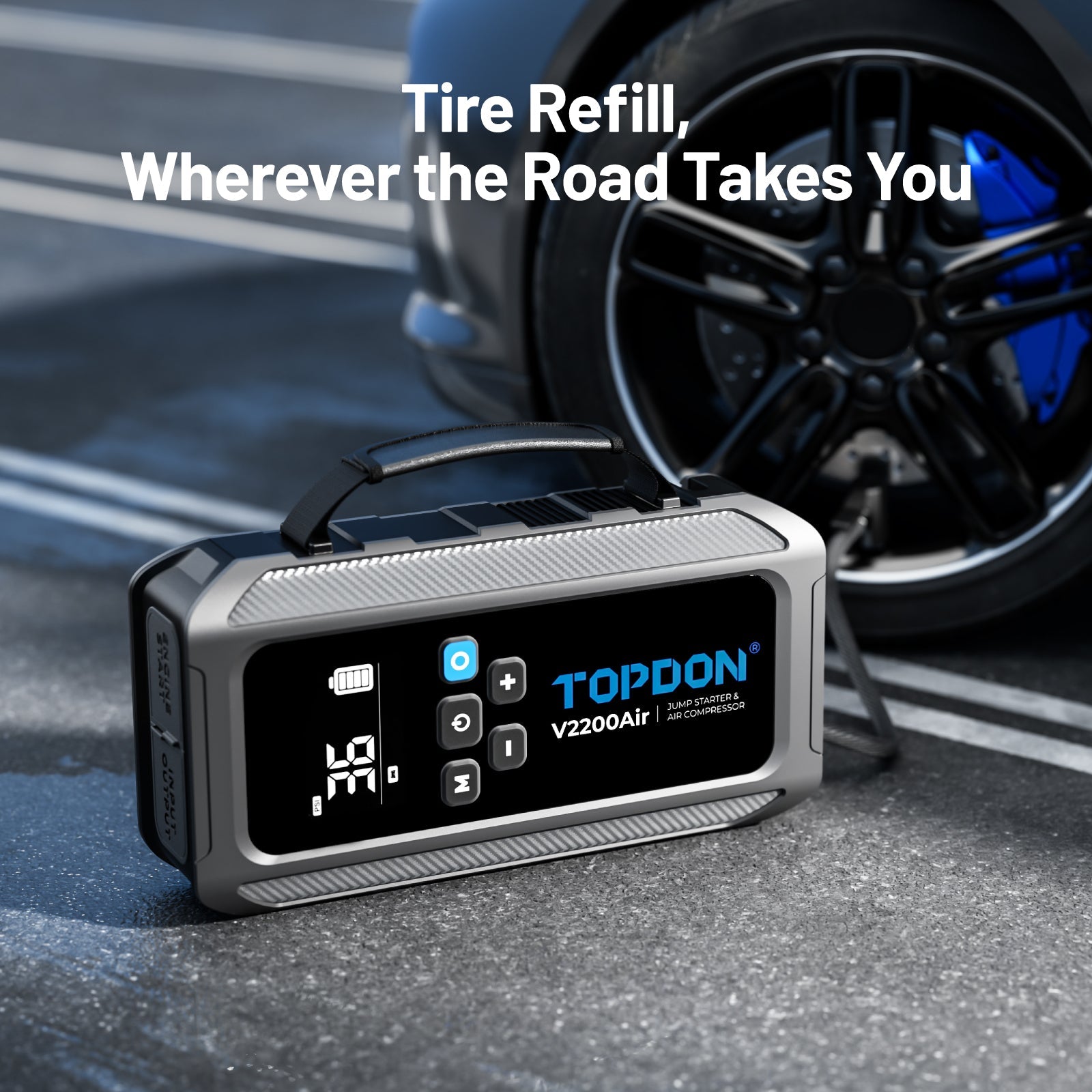 TOPDON 2-in-1 2200 Peak Amp Jump Starter & Tire Inflator