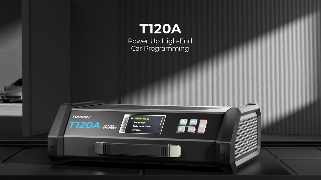 TOPDON 120A Stable Power Supply & 12V Battery Charger - 16.5 Ft.