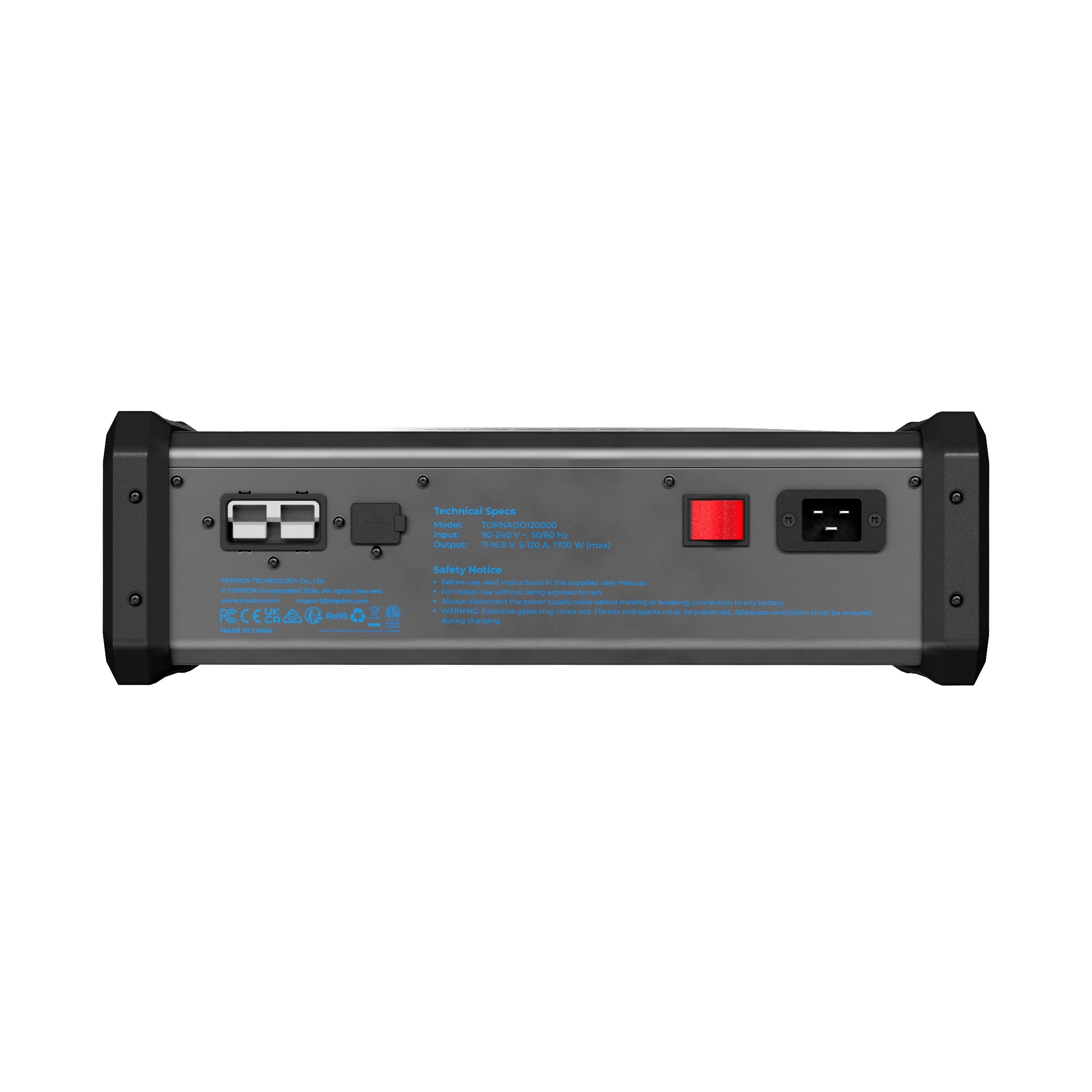 TOPDON 120A Stable Power Supply & 12V Battery Charger - 16.5 Ft.