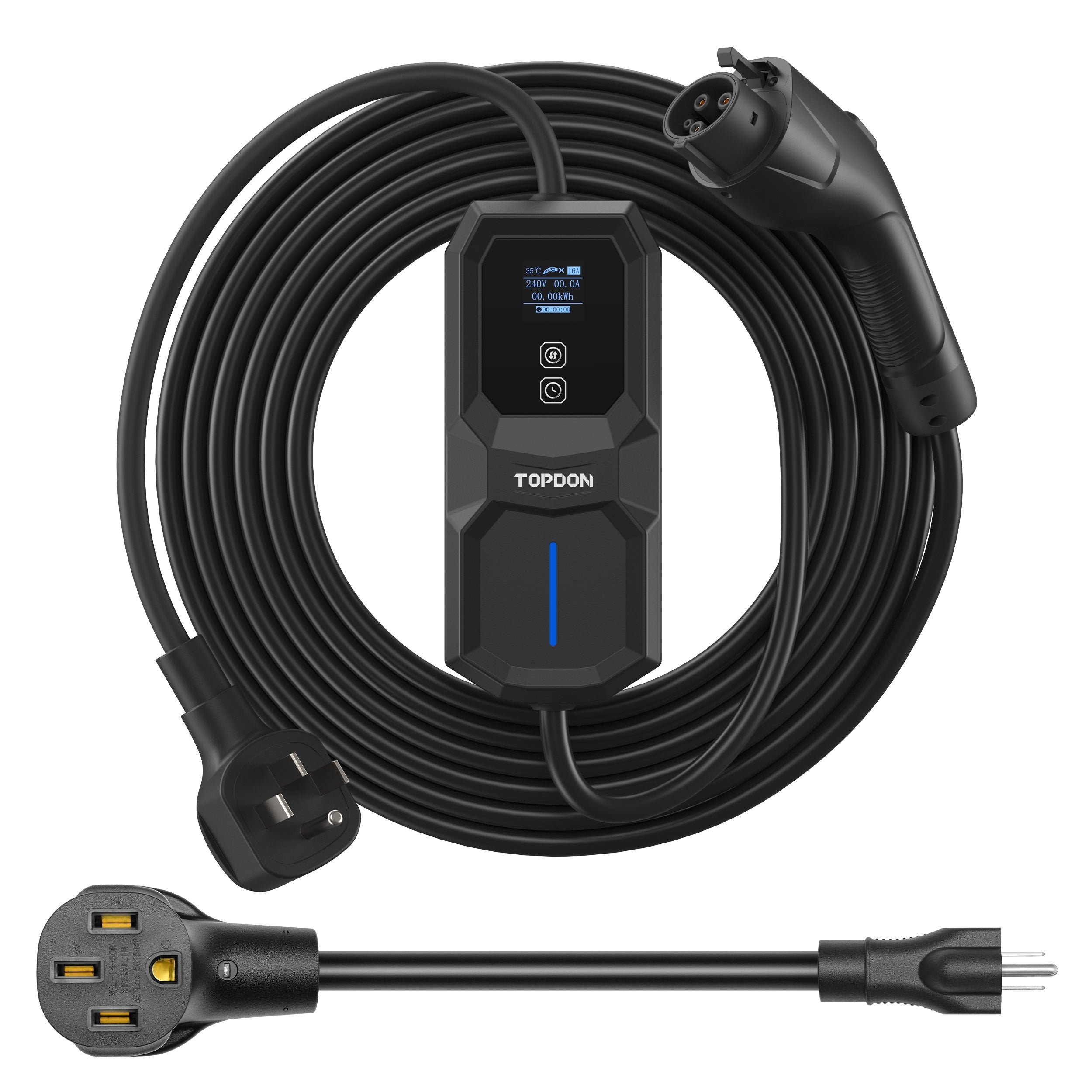 TOPDON Level 2 Portable EV Charger 32A, NEMA14-50P w/5-15P Adaptor