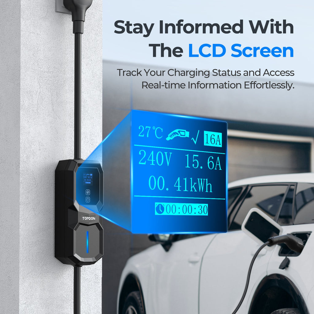 TOPDON Level 2 Portable EV Charger 32A, NEMA14-50P w/5-15P Adaptor