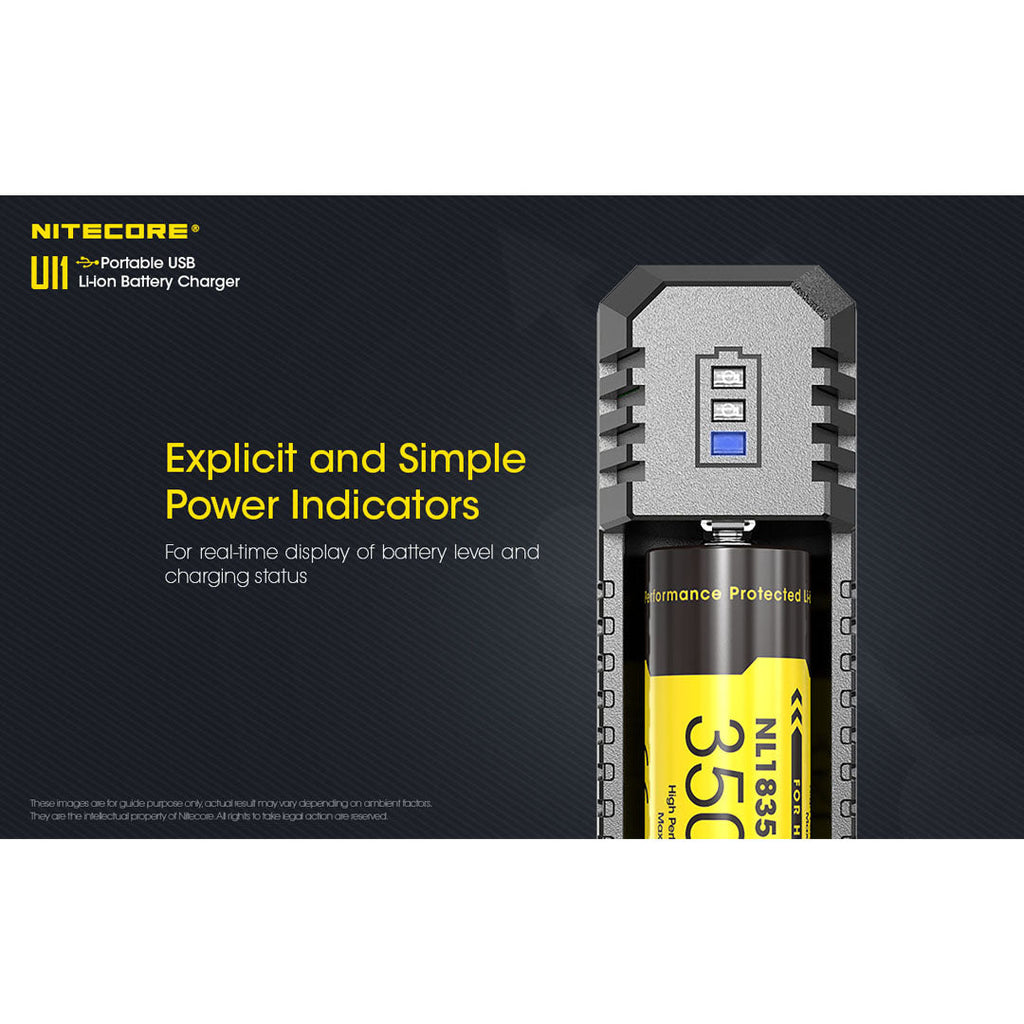 Nitecore UI1 USB Charger, for 18650, 21700, 18350, 20700 etc Batteries