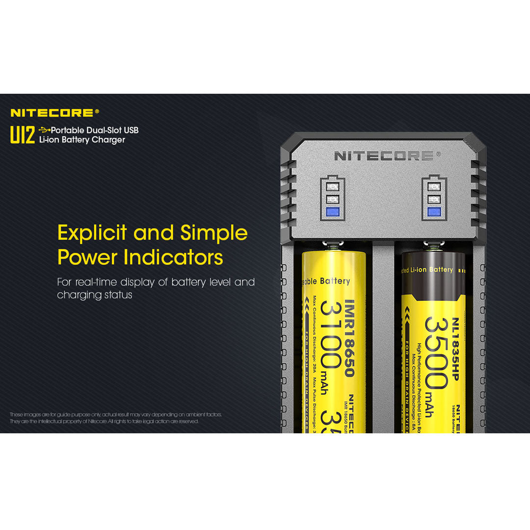 Nitecore UI2 Dual-Slot USB Charger, for 18650, 21700, 18350, 20700 Batteries