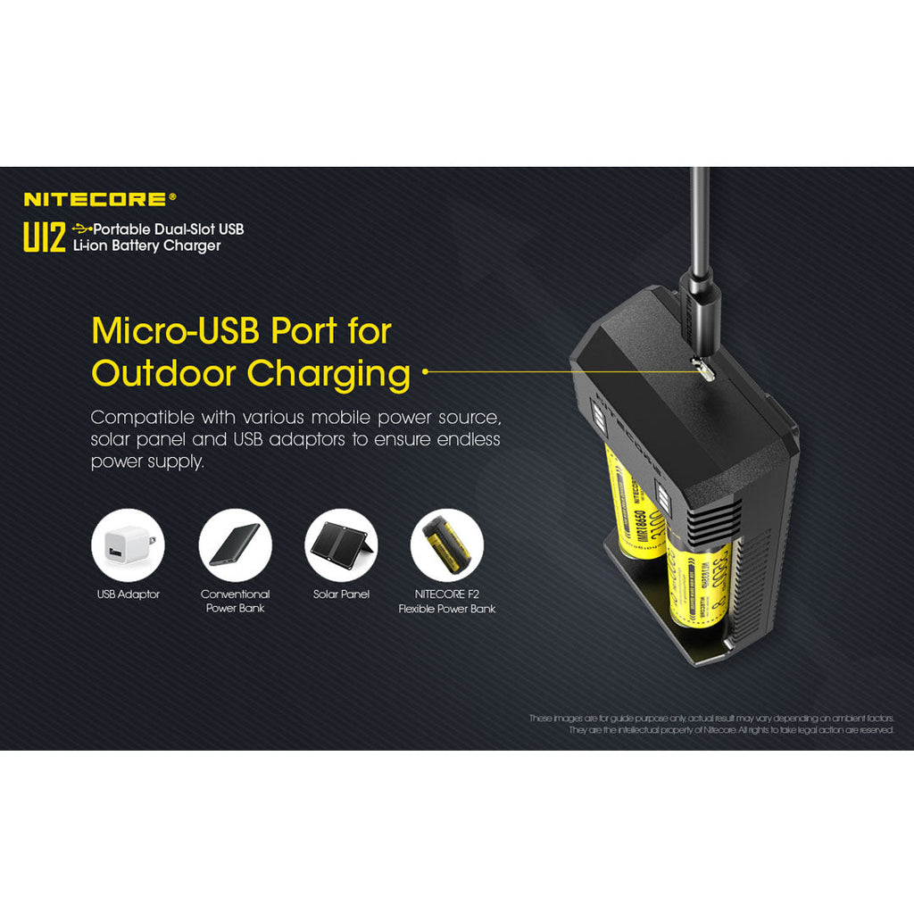 Nitecore UI2 Dual-Slot USB Charger, for 18650, 21700, 18350, 20700 Batteries