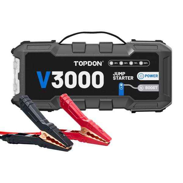TOPDON 3000 Peak Amp Battery Jump Starter, Power Bank, & Flashlight