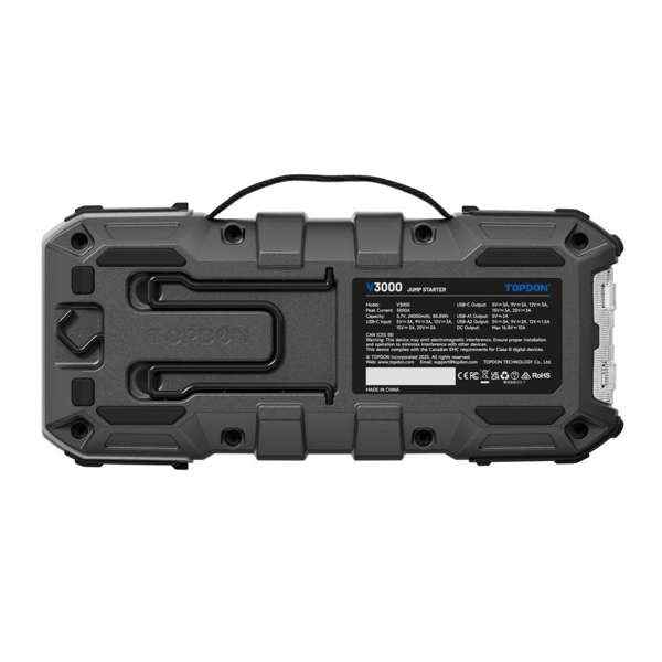 TOPDON 3000 Peak Amp Battery Jump Starter, Power Bank, & Flashlight