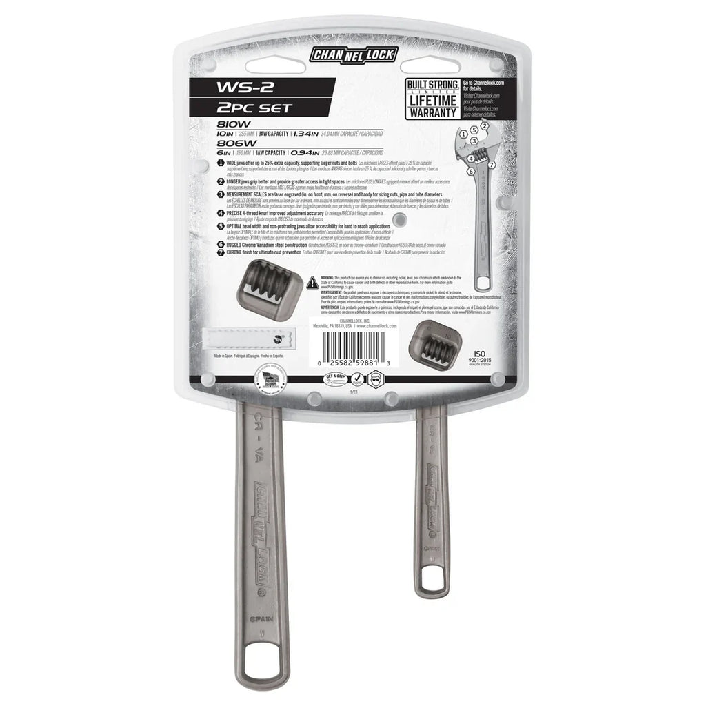 Channellock 2pc Adjustable Wrench Set