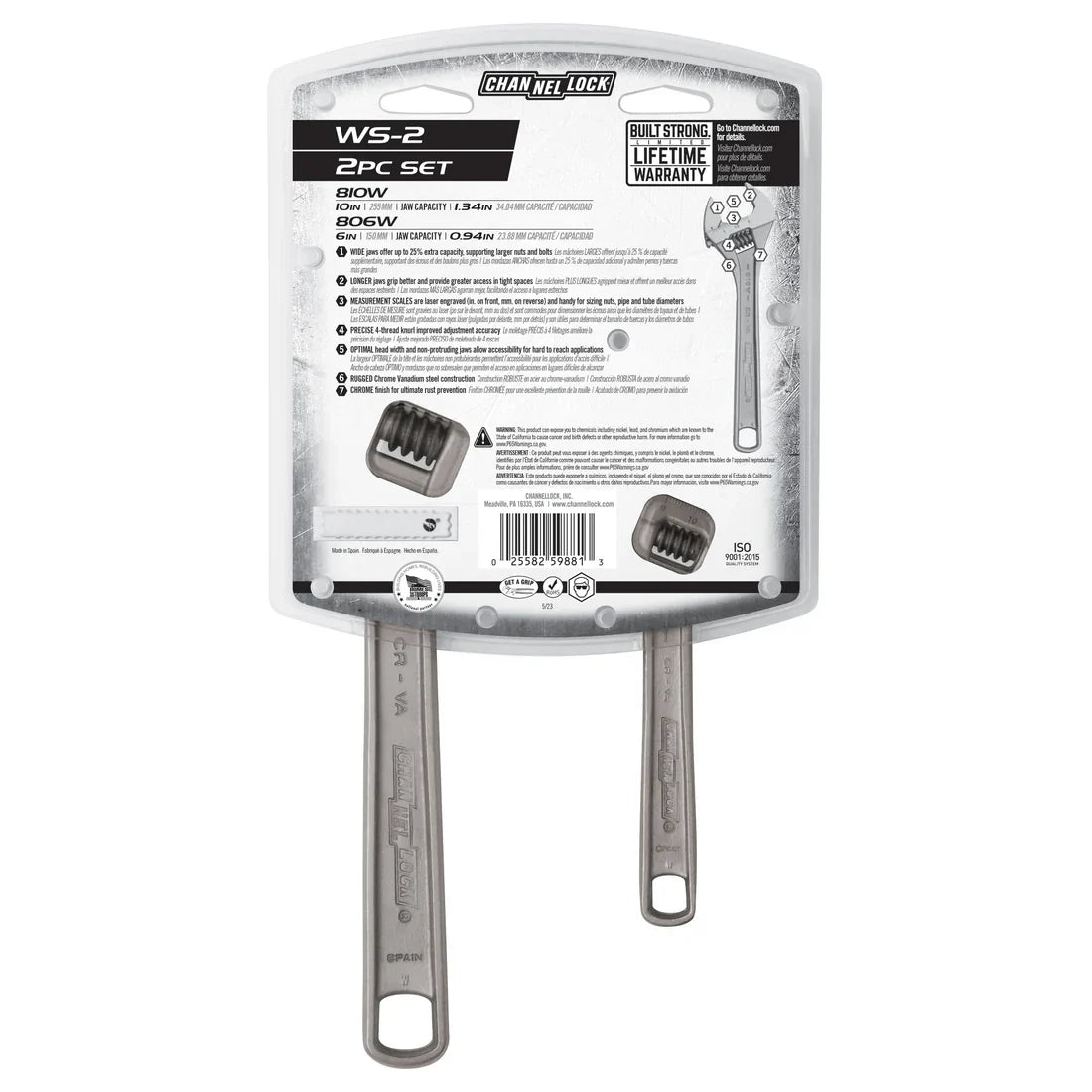 Channellock 2pc Adjustable Wrench Set