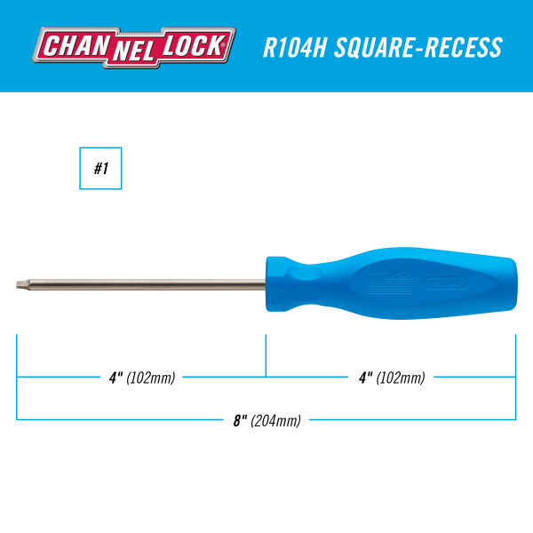 Channellock Square Recess #1 X 4-inch Professional Screwdriver