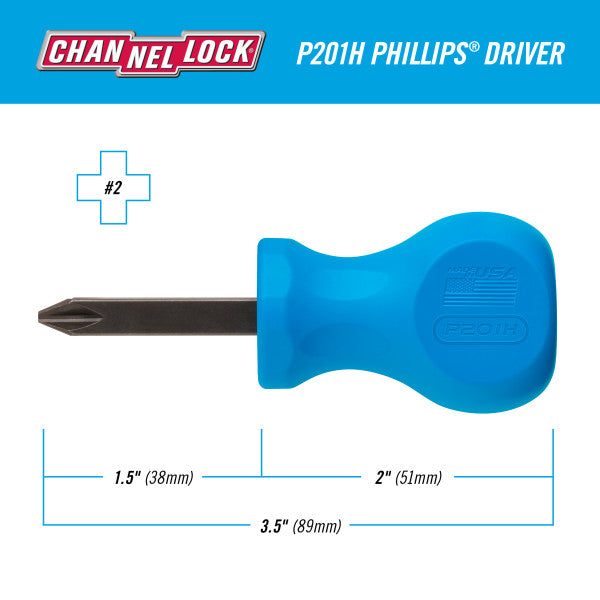 Channellock PHILLIPS #2 x 1.5 Stubby-inch Professional Screwdriver