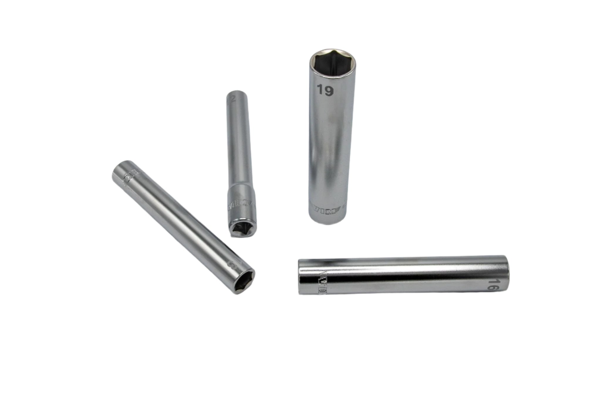 VIM Tools - 10 PC 3/8'' DR. EXTRA DEEP 6PT SOCKET SET (10 - 19MM)