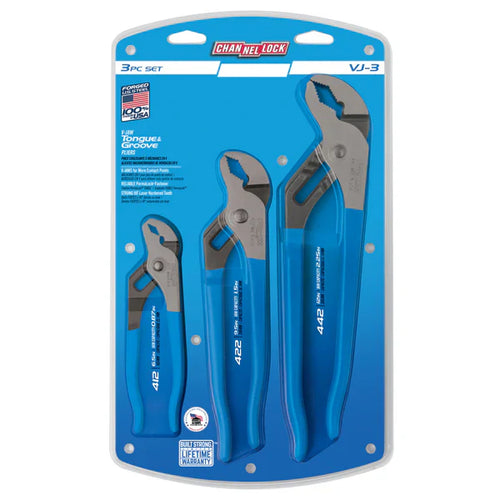 Channellock 3pc V-Jaw Tongue & Groove Pliers Set