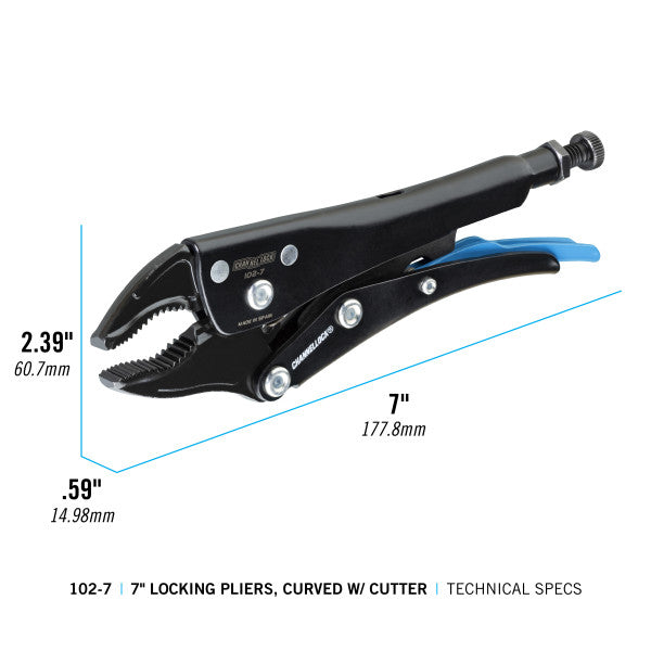 Channellock 7-Inch Curved Jaw Locking Pliers w/ Cutter