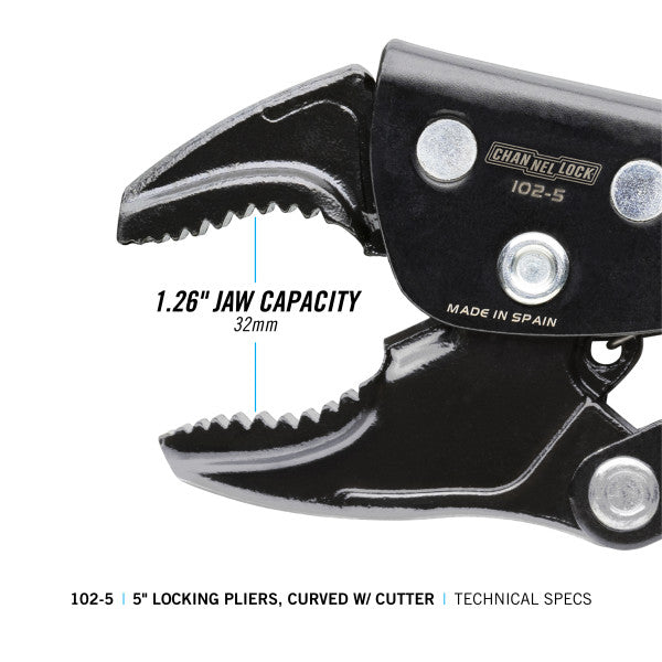 Channellock 5-Inch Curved Jaw Locking Pliers w/ Cutter