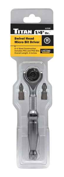 1/4 in. Drive Ratcheting Swivel Head Micro Bit Driver (11318)