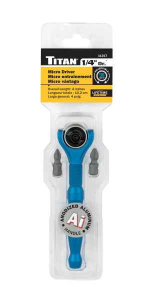 1/4 in. Drive Aluminum Swivel Head Ratcheting Micro Bit Driver (11317)