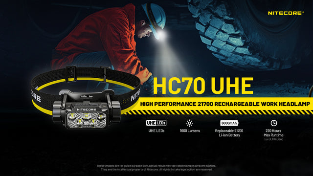 Nitecore HC70 UHE 1600 Lumen Rechargeable Headlamp with Extra Long Runtime - Ridge Toolbox