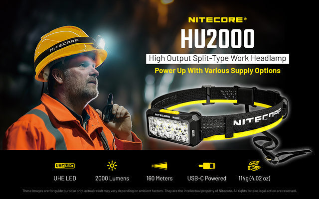 Nitecore HU2000 2000 Lumen Headlamp Compatible With External USB-C Power Sources - Ridge Toolbox