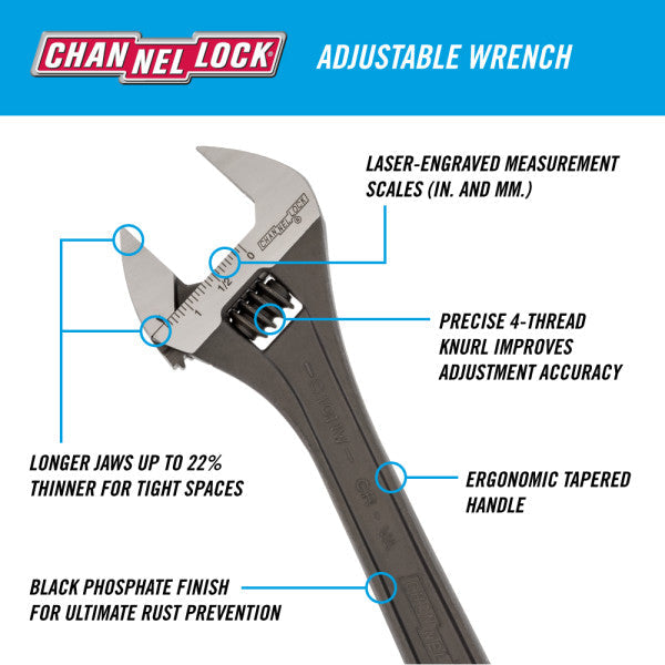 Channellock 10-Inch Adjustable Wrench