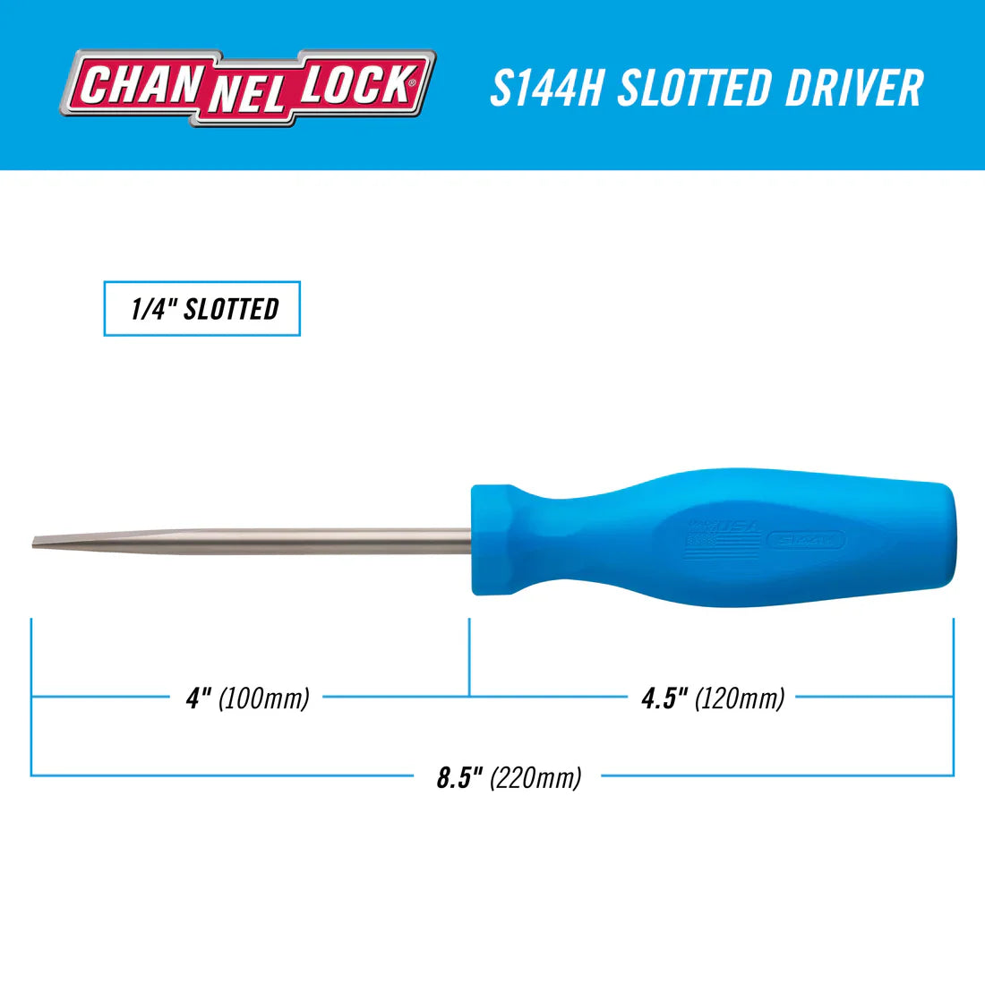 Channellock Slotted 1/4 x 4-inch Professional Screwdriver