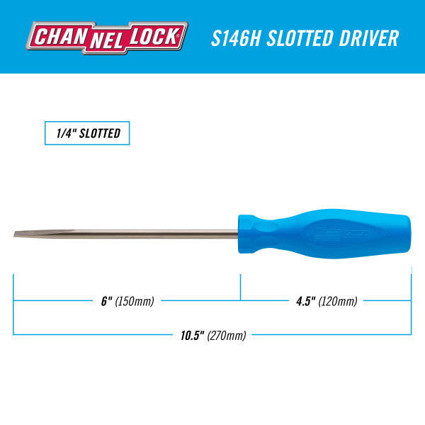 Channellock Slotted 1/4 x 6-inch Professional Screwdriver