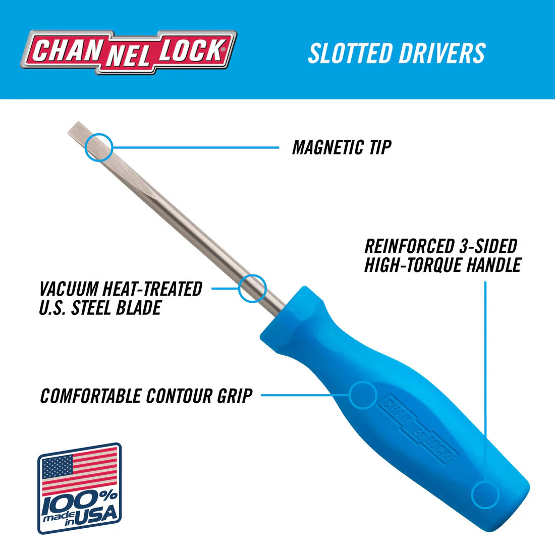 Channellock Slotted 5/16 x 6-inch Professional Screwdriver