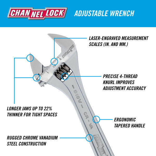 Channellock 10-Inch Adjustable Wrench