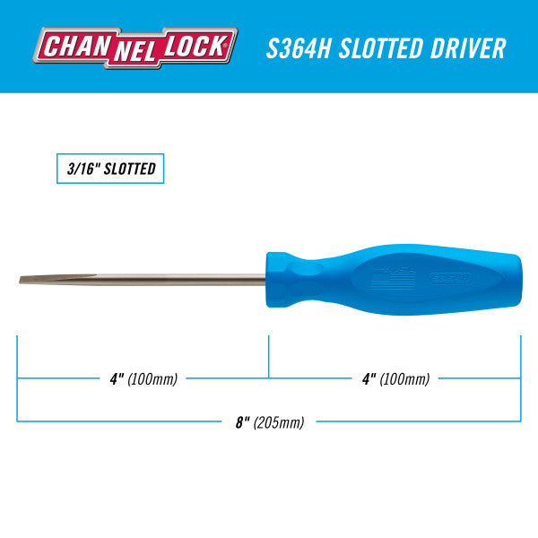 Channellock Slotted 3/16 x 4-inch Professional Screwdriver