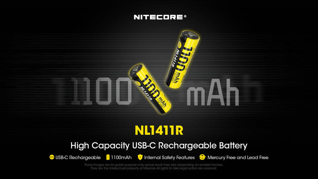Nitecore NL1411R 1100mAh USB-C Rechargeable 14500 Battery