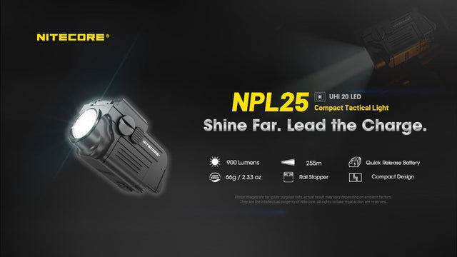Nitecore NPL25 900 Lumen Rechargeable Compact Rail Mount Flashlight - Ridge Toolbox