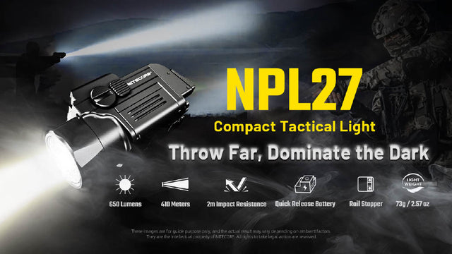 Nitecore NPL27 650 Lumen Rechargeable Long-Throw Compact Rail Mount Flashlight - Ridge Toolbox