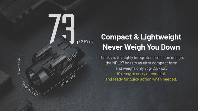 Nitecore NPL27 650 Lumen Rechargeable Long-Throw Compact Rail Mount Flashlight - Ridge Toolbox