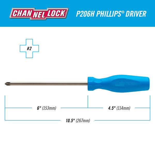 Channellock PHILLIPS #2 x 6-inch Professional Screwdriver