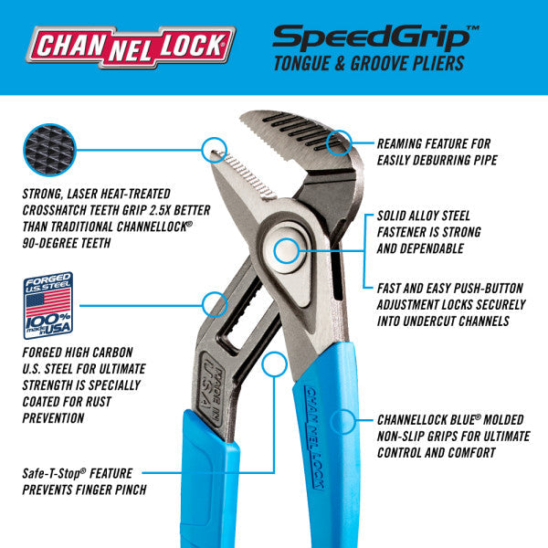 Channellock 12-Inch Straight Jaw Tongue & Groove Pliers