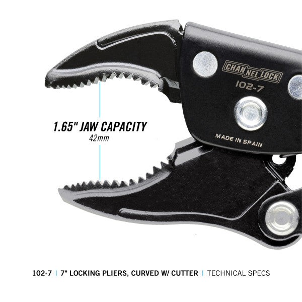 Channellock 7-Inch Curved Jaw Locking Pliers w/ Cutter