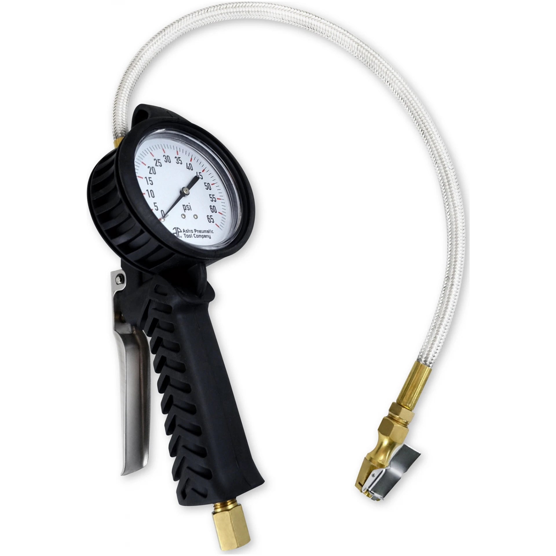 TPMS Dial Tire Inflator W/ Stainless Hose – 0-65psi