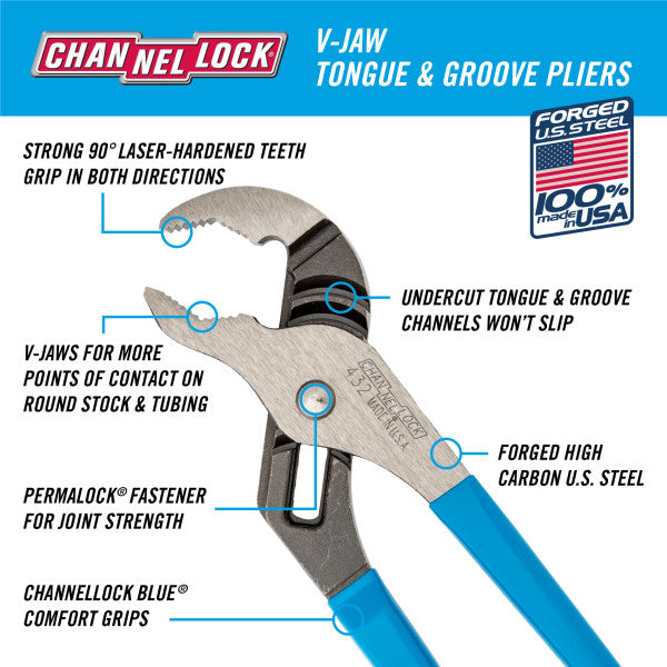 Channellock 10-Inch V-Jaw Tongue & Groove Pliers