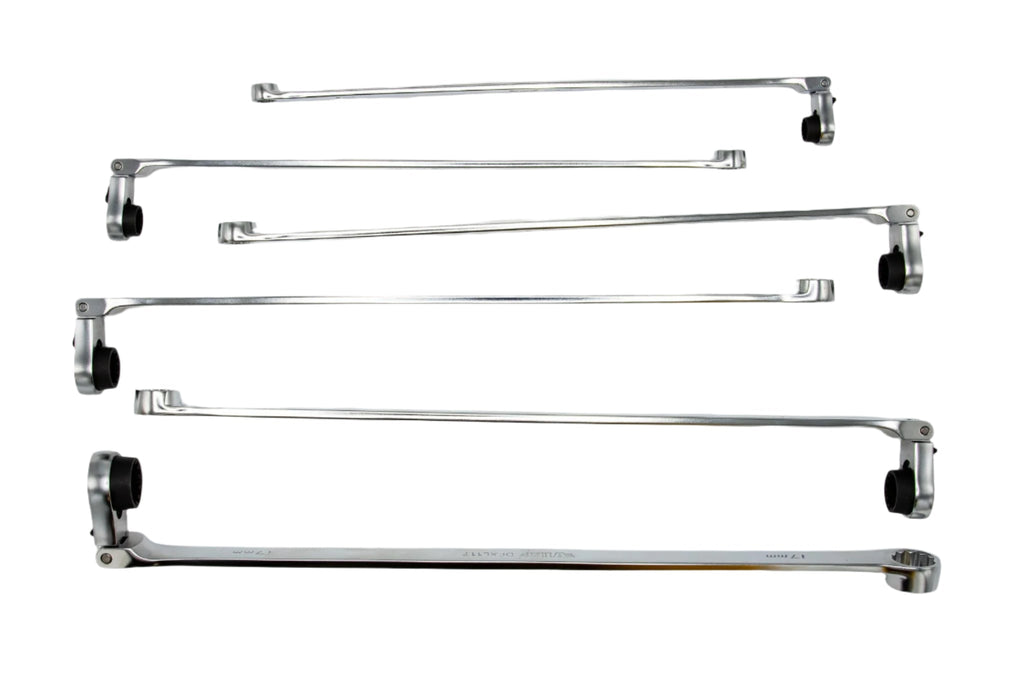 VIM Tools - 6 PC. DEEP SPLINE RATCHETING FLEX HEAD XL WRENCH SET