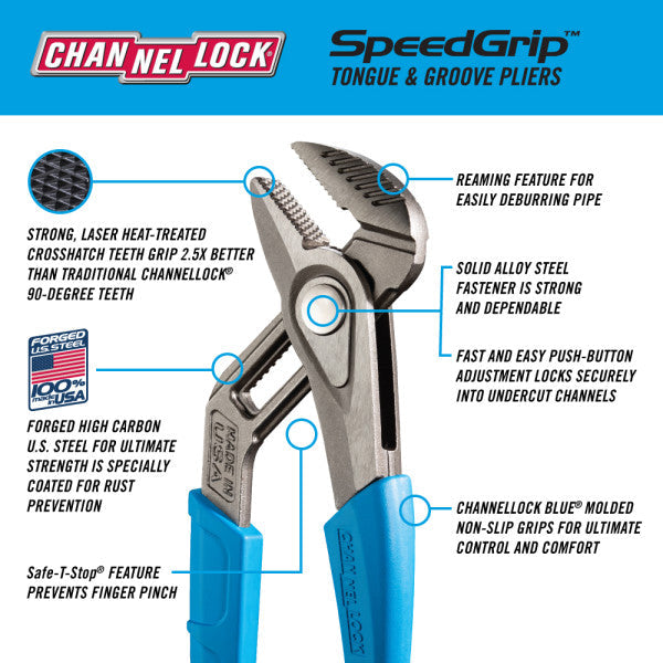 Channellock Speedgrip Pliers 10-Inch for Optimal Grip and Versatility