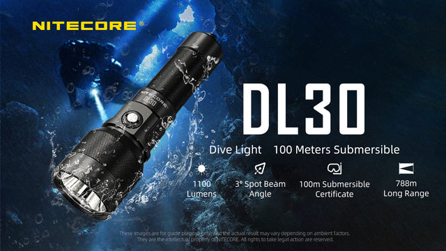 Nitecore DL30 1100 Lumen Rechargeable Dive Light - Ridge Toolbox