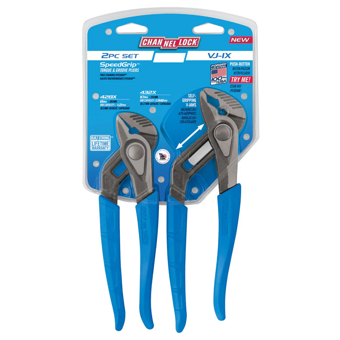 Channellock 2pc V-Jaw Tongue & Groove Pliers Set