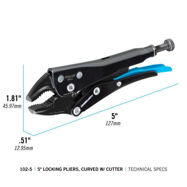 Channellock 5-Inch Curved Jaw Locking Pliers w/ Cutter