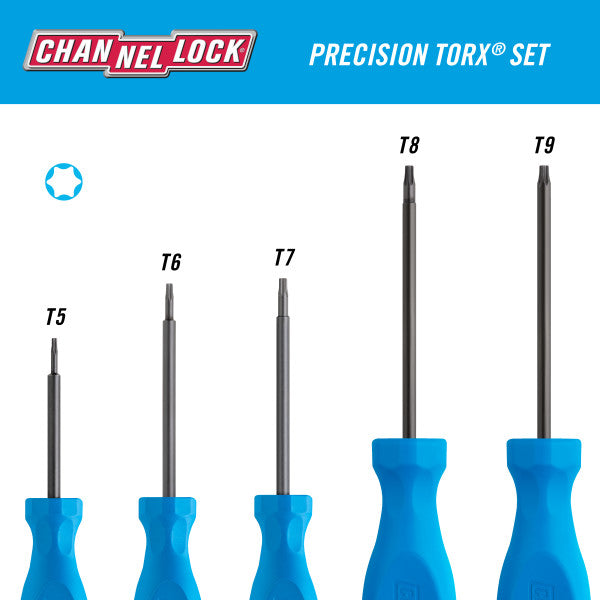 Channellock 5pc Precision TORX Screwdriver Set