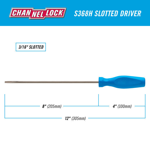 Channellock Slotted 3/16 x 8-inch Professional Screwdriver