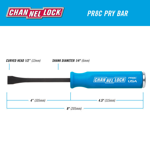 Channellock 1/2 x 4-inch Professional Pry Bar, 8-inch Overall Length