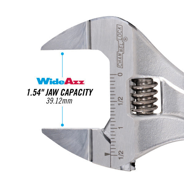 Channellock 8-Inch CODE BLUE® WideAzz® Slim Jaw Adjustable Wrench
