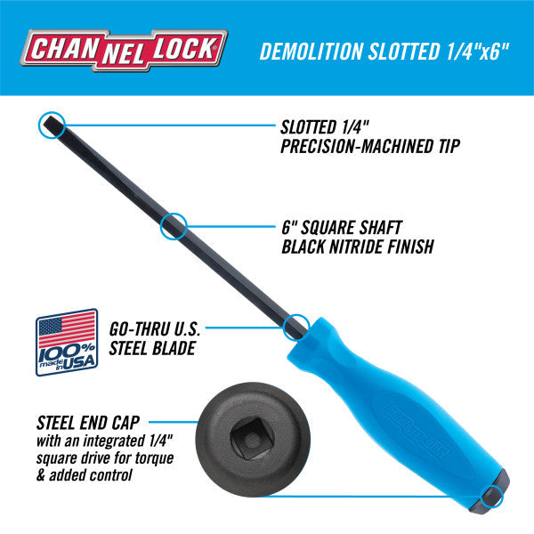 Channellock 1/4 x 6-Inch Slotted Demolition Screwdriver