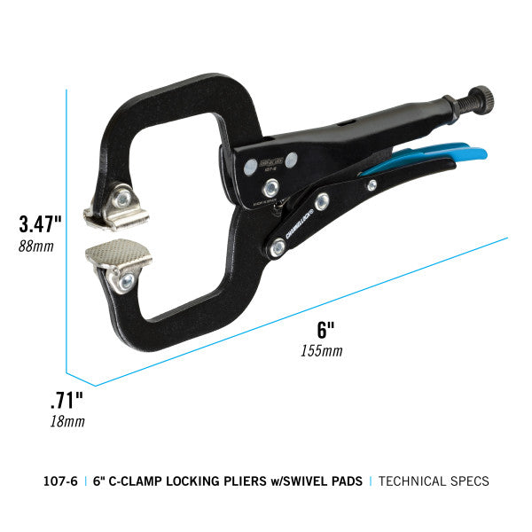 Channellock 6-Inch C-Clamp Locking Pliers w/ Swivel Pads