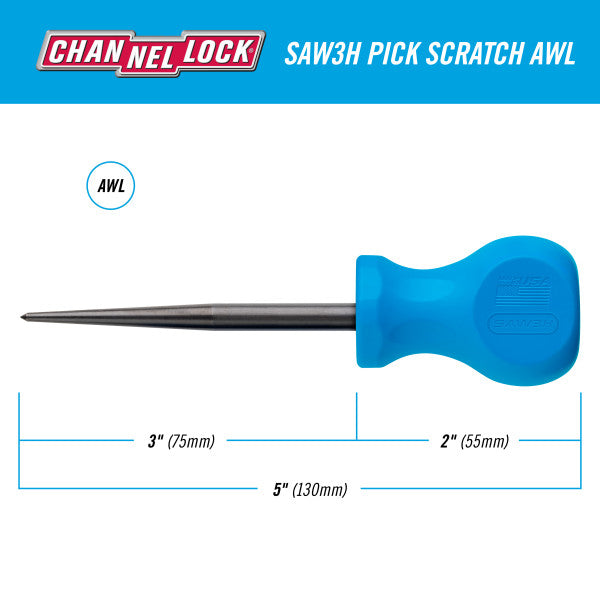 Channellock Stubby x 3-Inch Professional Pick Scratch Awl