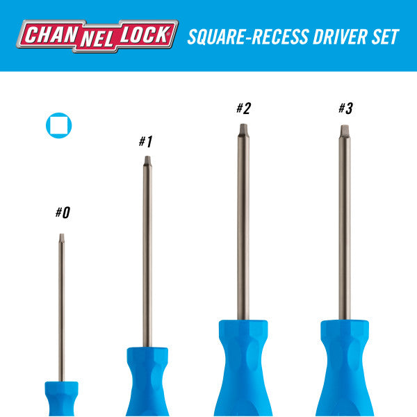 Channellock 4pc Square-Recess Screwdriver Set